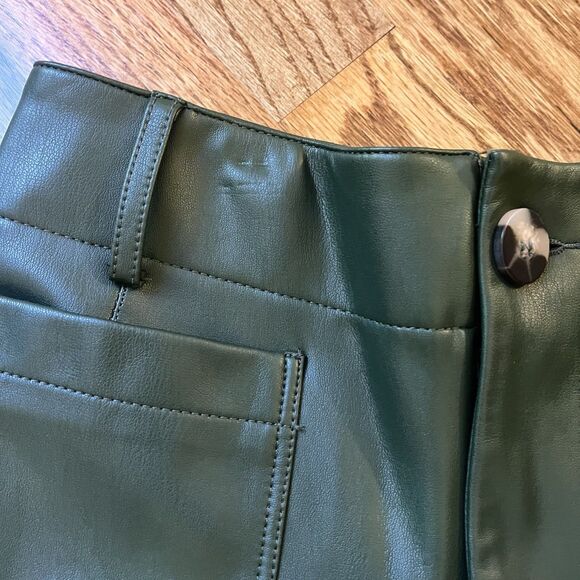 The Colette Faux-Leather Crop Wide-Leg Pants by Maeve Sz25P Forest Green Anthro - Picture 9 of 15